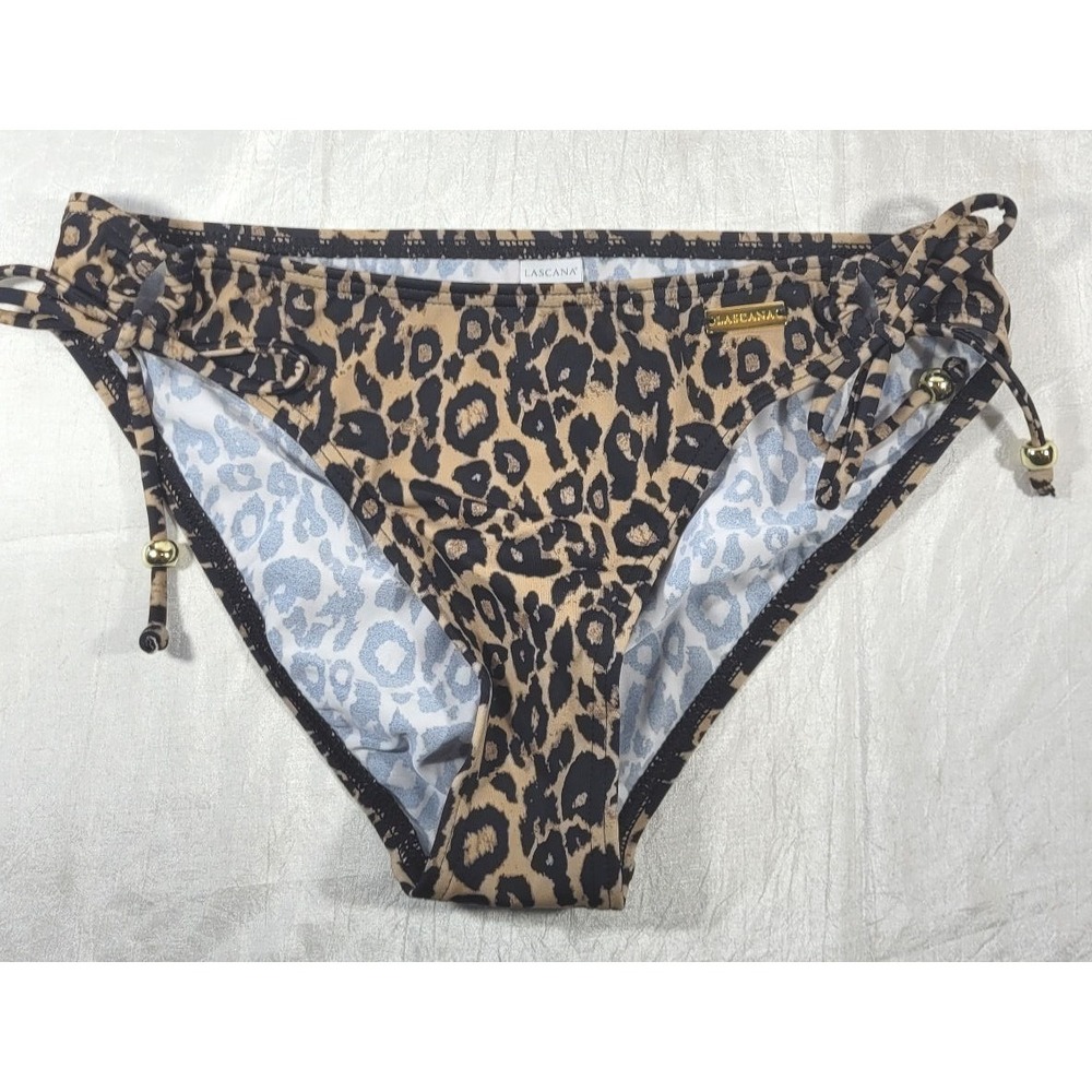 Lascana Leopard Side Tie Bikini Bottom - Classic Coverage - Low Rise - US Size 2